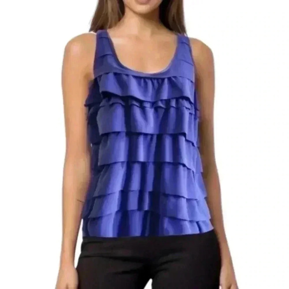 Aritzia x Central Park West Tank Top Tiered Ruffles  Blue Purple Women's size L - Picture 1 of 11